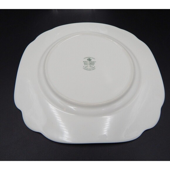 Royal Albert Rose Buds Everyday Salad Plates Square 8 Inch Scalloped Blue Edge - Picture 4 of 8